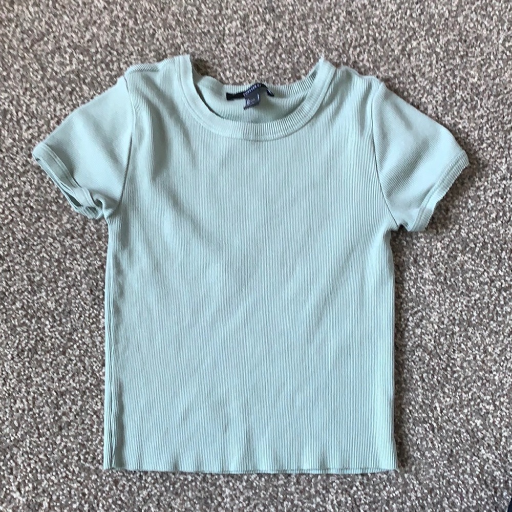 Grey/blue/grey cropped ribbed t-shirt, forever 21